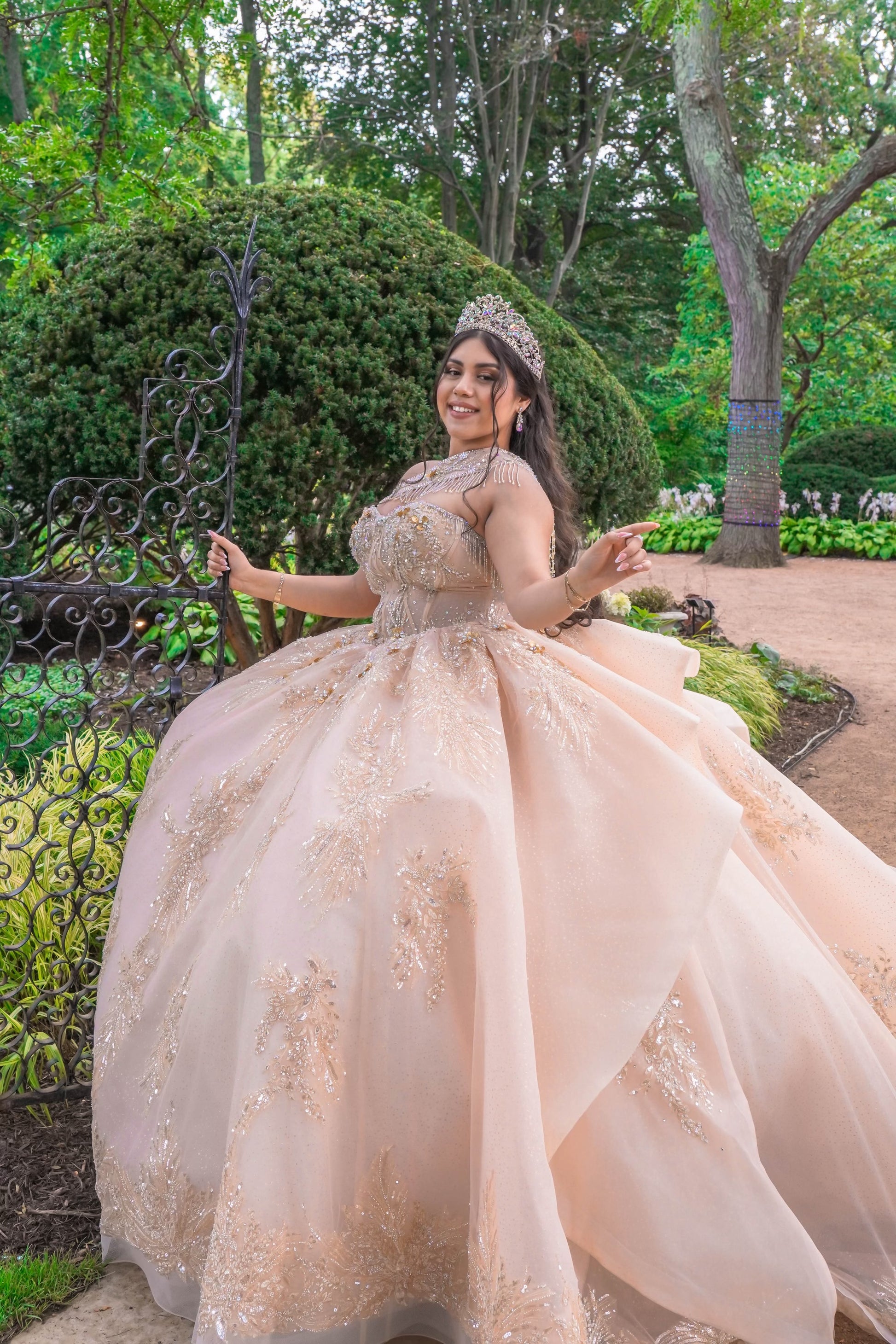 champagne dress for quince Champagne Sparkle Ball Gown Off-the-Shoulder Short Sleeves Quinceanera Dress Champagne / 0
